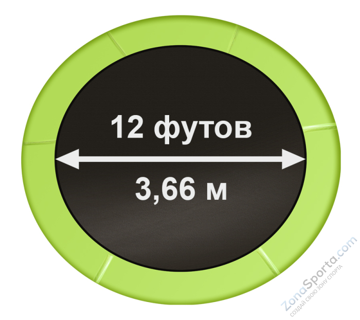 Батут Arland 12FT с внутренней страховочной сеткой и лестницей (Light green)