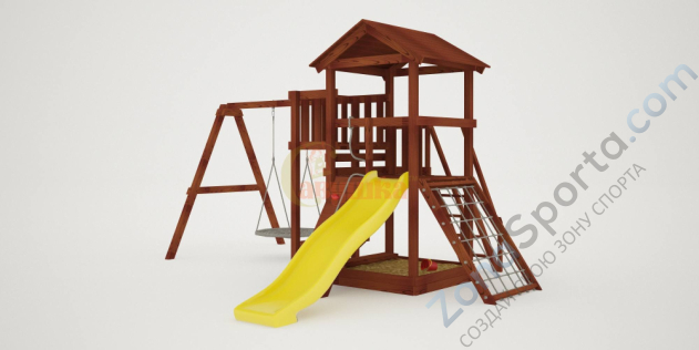 Детская площадка Савушка Мастер 2 с качелями Гнездо 1 метр (Махагон)