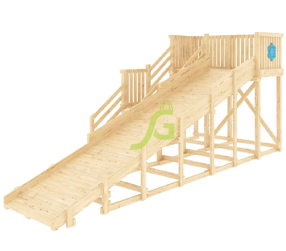Детская деревянная зимняя горка IgraGrad Snow Fox скат 5.9 м без окраски