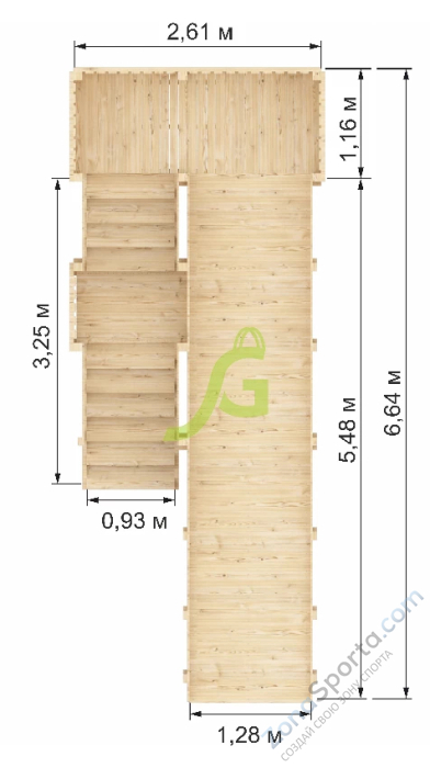 Детская деревянная зимняя горка IgraGrad Snow Fox скат 5.9 м без окраски