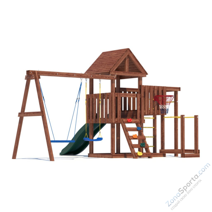 Детская площадка CustWood Junior Color JC9 с деревянной крышей