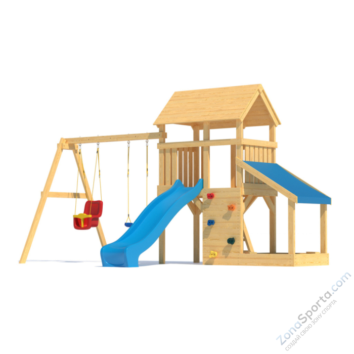 Детская площадка CustWood Scout S7+ с большой деревянной крышей