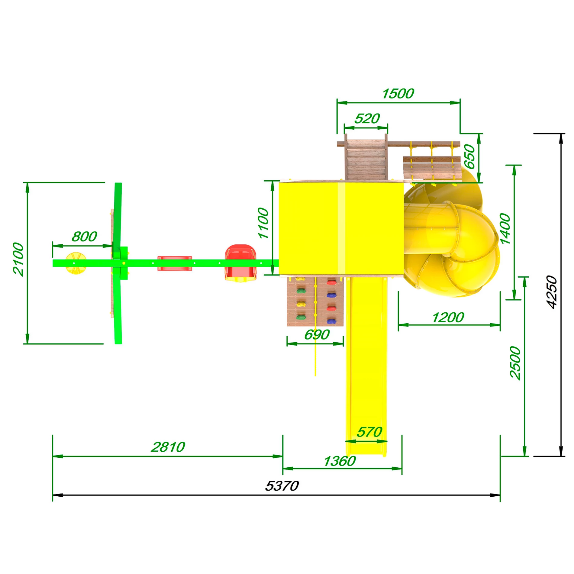 Детская площадка Пикник Элит с винтовой трубой (зеленый)