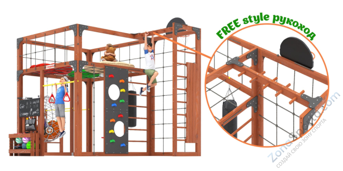 Детская площадка Савушка Куб-2 (Махагон) с подушками и коконом