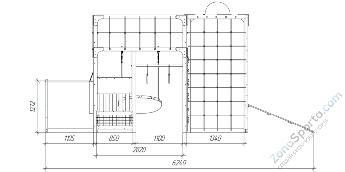 Детская площадка Савушка Куб-2 (Махагон) с подушками и коконом