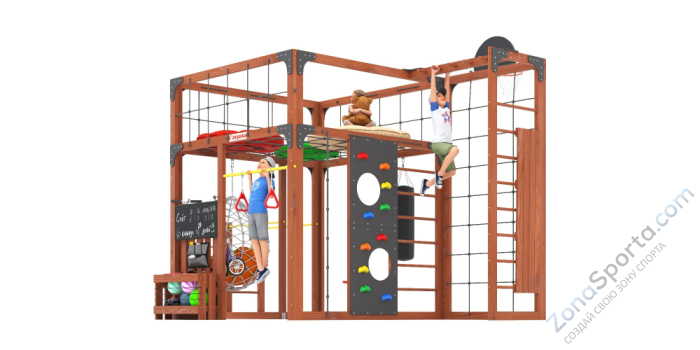 Детская площадка Савушка Куб-2 (Махагон) с подушками и коконом