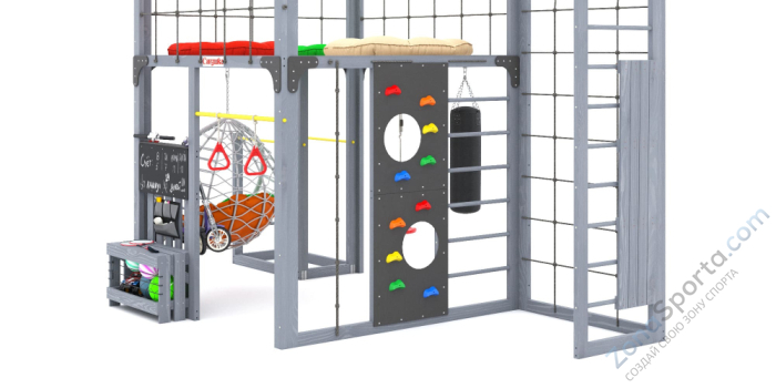 Детская площадка Савушка Куб-2 (Серый) с подушками и коконом