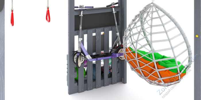 Детская площадка Савушка Куб-2 (Серый) с подушками и коконом