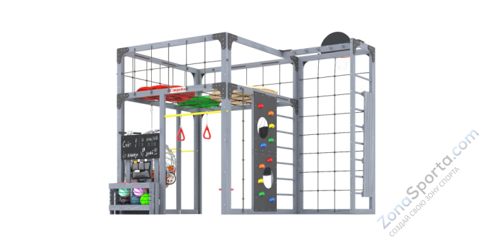 Детская площадка Савушка Куб-2 (Серый) с подушками и коконом