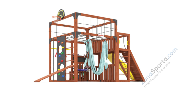 Детская площадка Савушка Куб-3 (Махагон) с гамаком для йоги