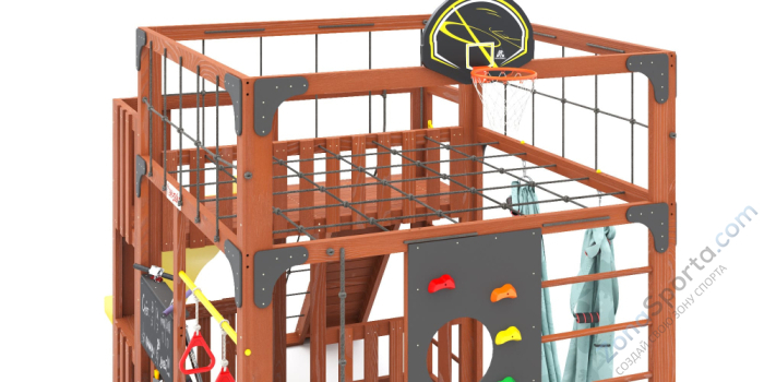 Детская площадка Савушка Куб-3 (Махагон) с гамаком для йоги