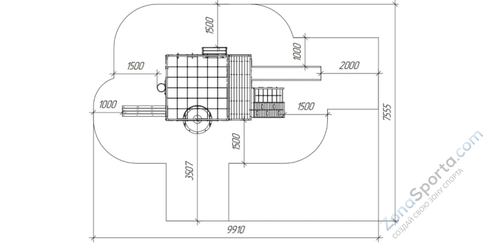Детская площадка Савушка Куб-3 (Серый) подушками и коконом