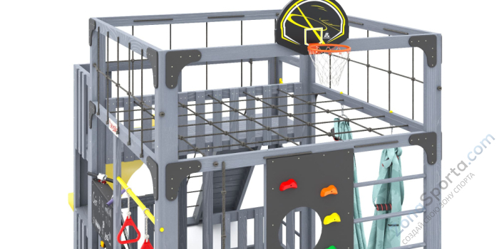 Детская площадка Савушка Куб-3 (Серый) с гамаком для йоги