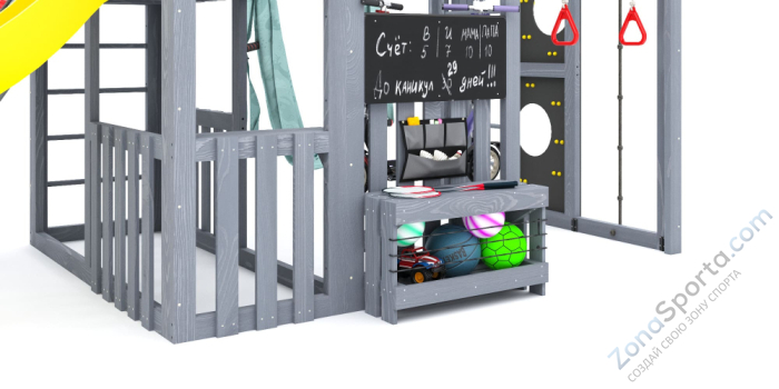 Детская площадка Савушка Куб-3 (Серый) с гамаком для йоги