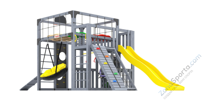 Детская площадка Савушка Куб-3 (Серый) с подушками