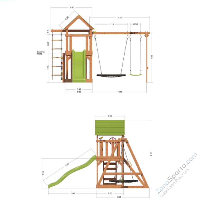 Детский игровой комплекс Unix Kids (6 in 1) Light Green