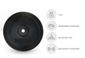 Диск обрезиненный UNIX Fit 15 кг, 25 мм