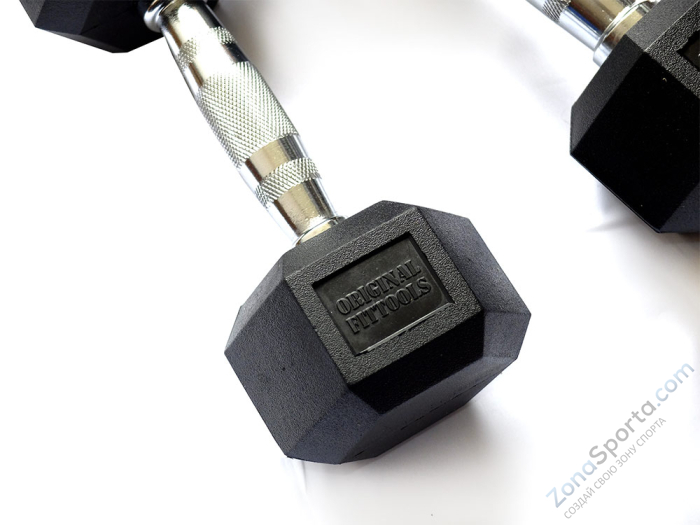 Гантель 32,5 кг гексагональная Original FitTools FT-HEX-32,5