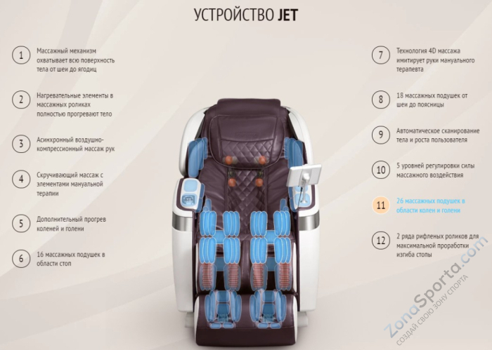 Массажное кресло US Medica Jet (шоколад)