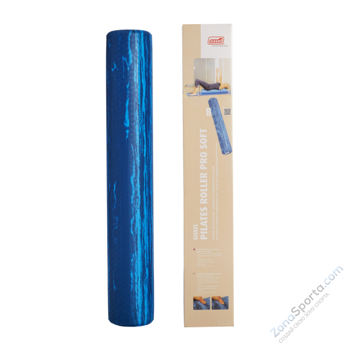 Массажный ролик SISSEL Pilates Roller Pro 90 см, мягкий, синий