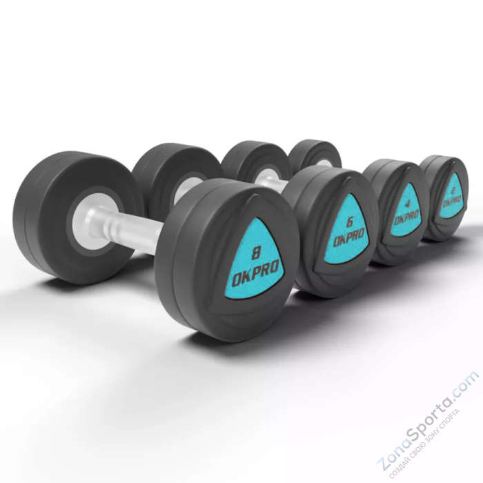 Набор полиуретановых гантелей от 12 до 30 кг (шаг 2 кг) OKPRO