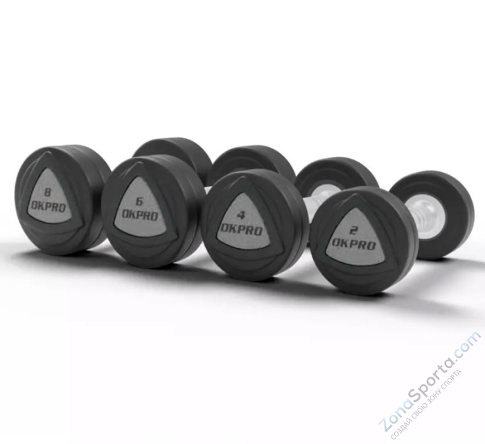 Набор полиуретановых гантелей от 42 до 50 кг (шаг 2 кг) OKPRO OK1032B-42-50-G