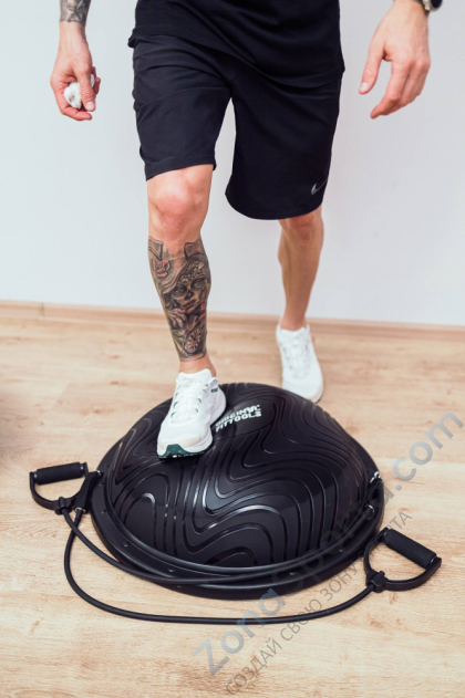 Полусфера гимнастическая надувная R3 с эспандерами и насосом Original FitTools FT-BSU-R3