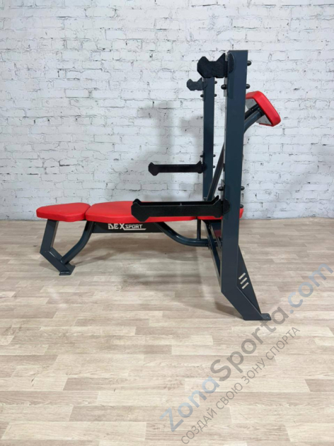 Скамья для жима лежа со страховочными упорами и упором для партнера DEXsport AS-017