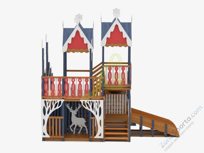 Зимняя деревянная горка IgraGrad Snow Fox 19 с тремя скатами