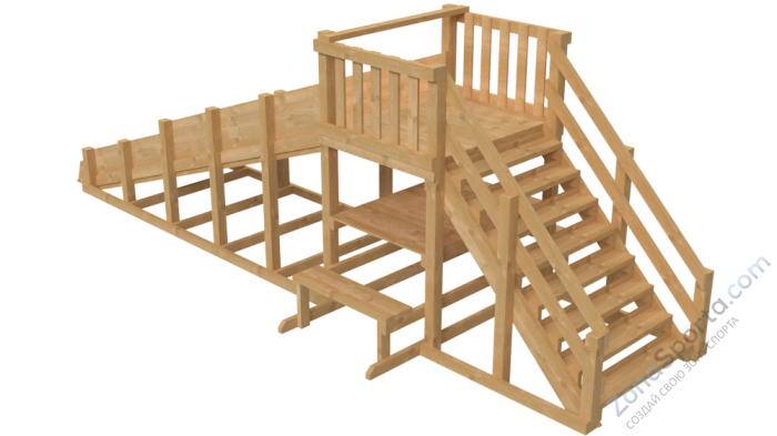 Зимняя деревянная заливная горка Ледянка 1 (без окраски)