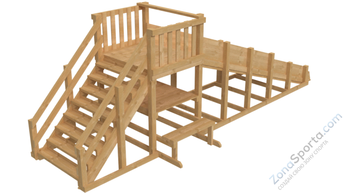 Зимняя деревянная заливная горка Ледянка 1 (без окраски)