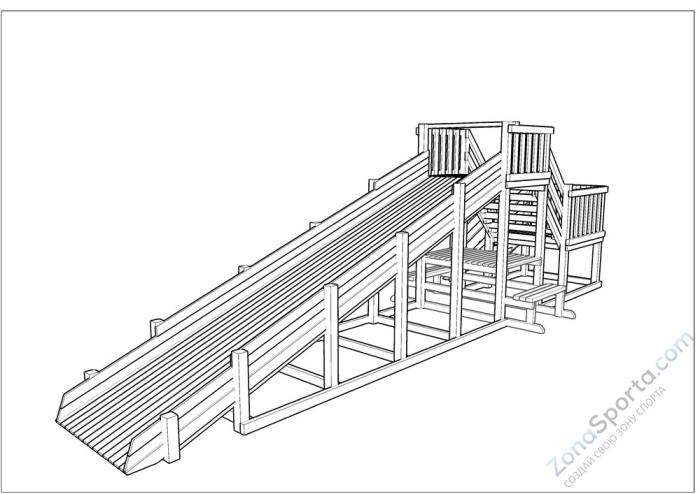 Зимняя деревянная заливная горка Ледянка 2 (без окраски)