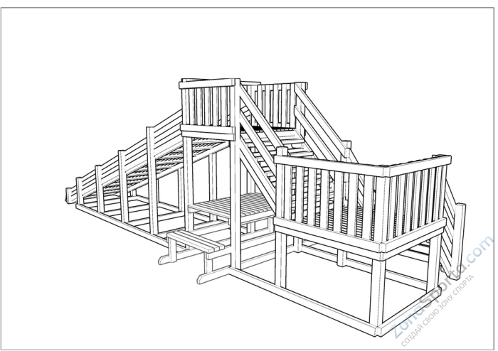 Зимняя деревянная заливная горка Ледянка 2 (пропитка)