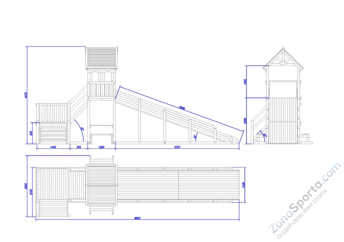 Зимняя деревянная заливная горка Теремок 2 (пропитка)