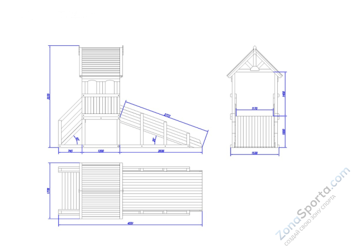 Зимняя деревянная заливная горка Теремок (масло)